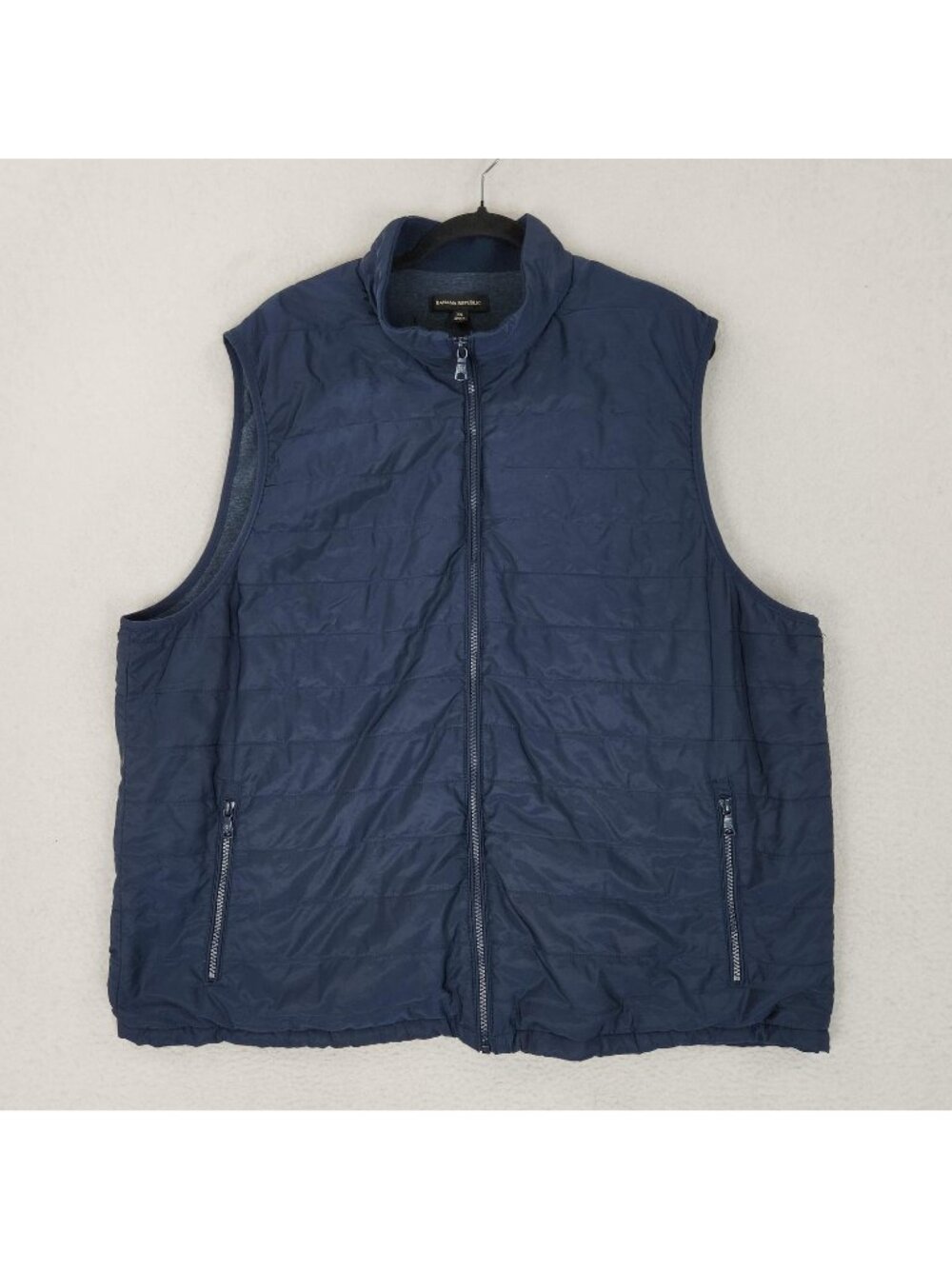 Banana Republic Vest Mens XXL Blue Quilted Full Zip Lined Puffer Classic Outdoor